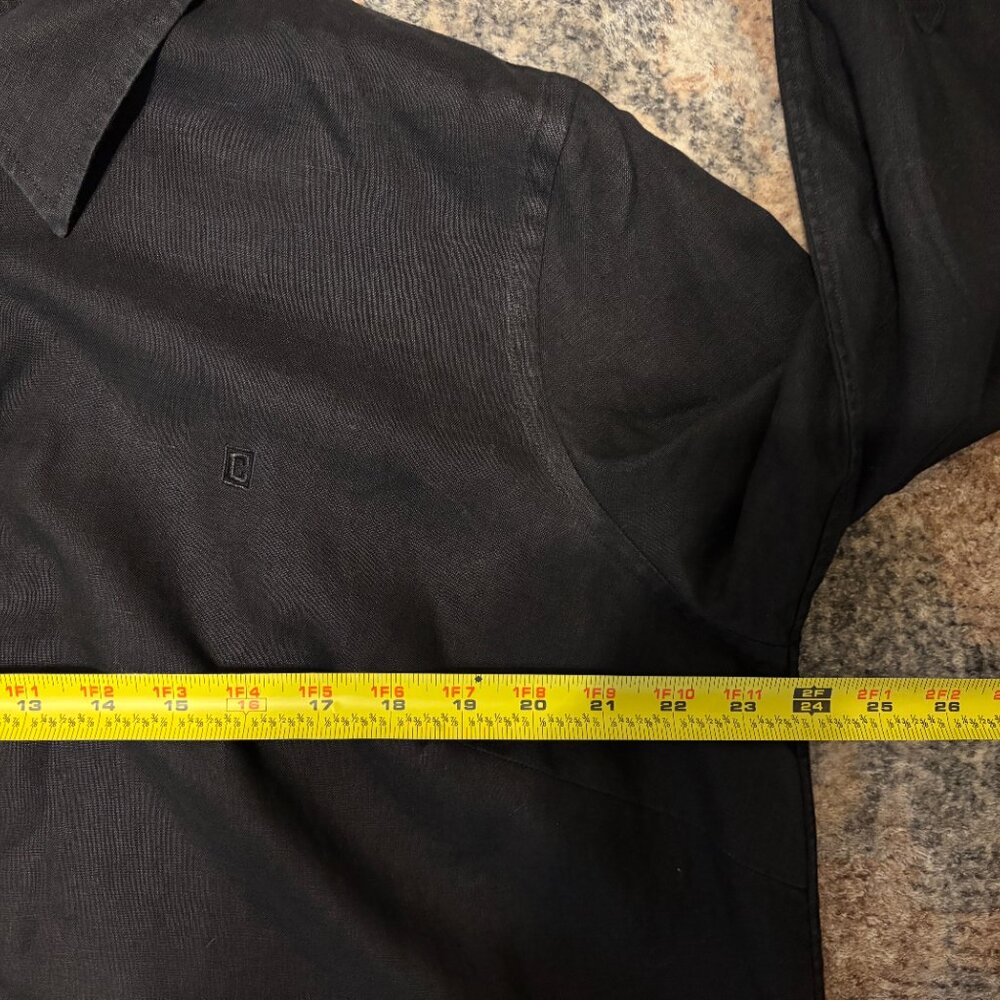 Ralph Lauren Chaps Womens Plus 100% Linen Button-Front Shirt Top Blouse 1X Black - Picture 8 of 10